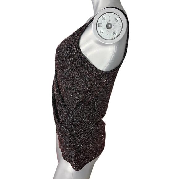 MANGO MNG Glitter Ruched Cami Red Faux Wrap Top Size Large Glam Y2k NEW NYE - Picture 4 of 7